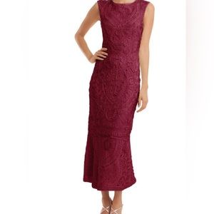 J S Collections Burgundy Embellished Mermaid Dress Size 6